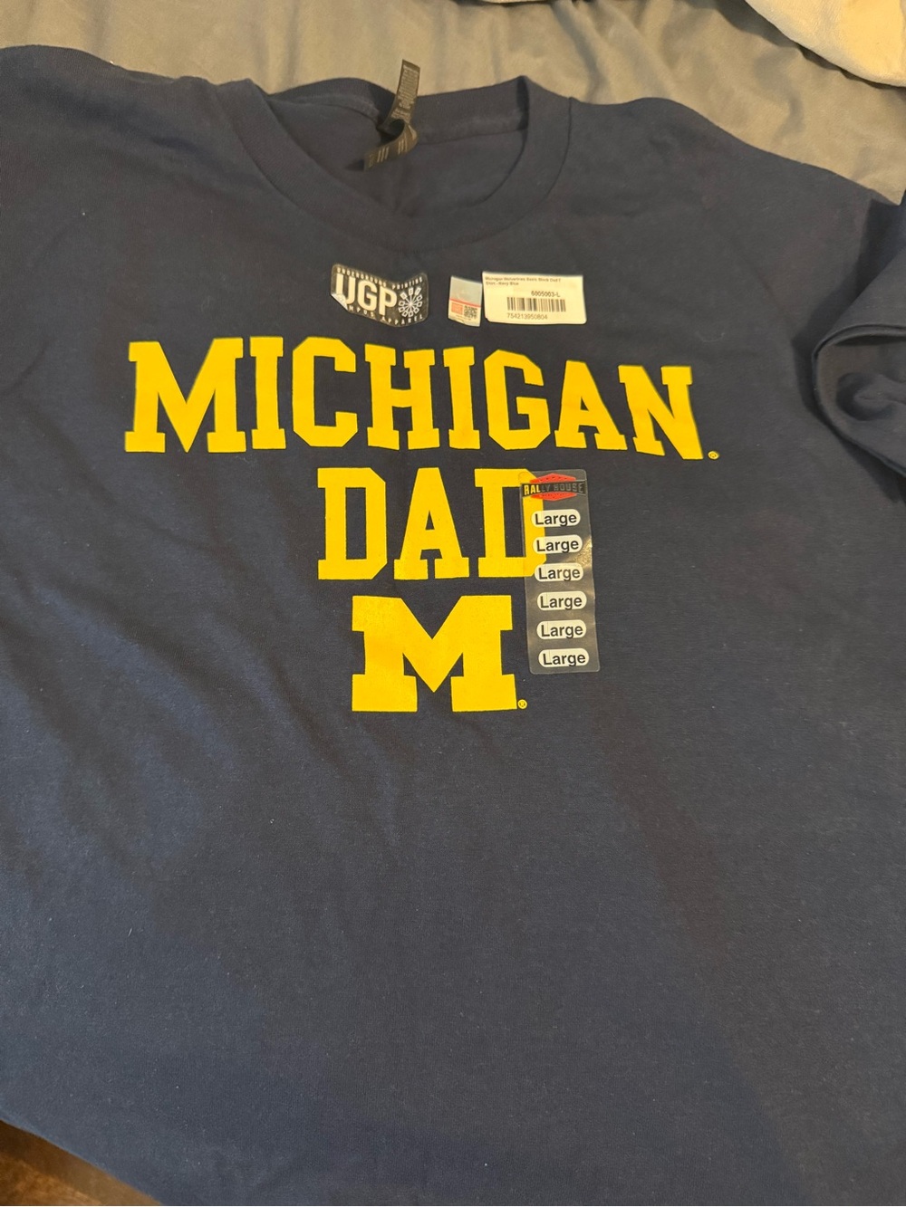 Michigan Dad Navy T-Shirt with Yellow Print -